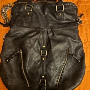 Sabina Black Leather Shoulder Bag